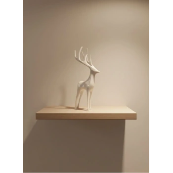 Geyik Figürü Beyaz Modern Salon Ve Raf Dekoru