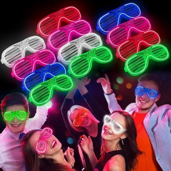 Glow Model 3 Farklı Fonksiyonlu Işıklı Panjur Parti Gözlüğü Karışık Renk 12 Adet (5263)