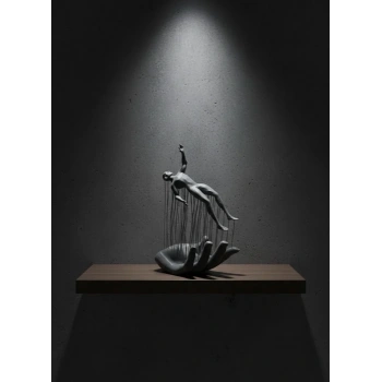 Gri El İnsan Figürü Minimal Ve Anlamlı Dekoratif Biblo Modern Ev Dekorasyonu