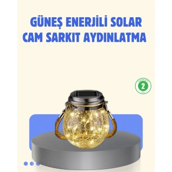 Güneş Enerjili Cam Sarkıt Bahçe Balkon Teras Aydınlatma 30 Led