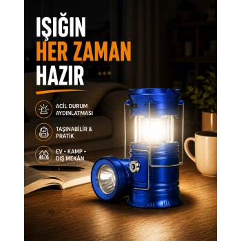Güneş Enerjili Katlanabilir Kızaklı Kamp Feneri – Usb Şarjlı, Çok Yönlü Ve Dayanıklı Tasarım