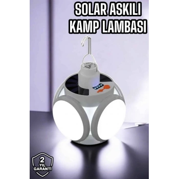 Güneş Enerjili Solar Aydınlatma Kamp Çadır Lambası Şarjlı Ampül Led Şarjlı El Feneri Işıldak