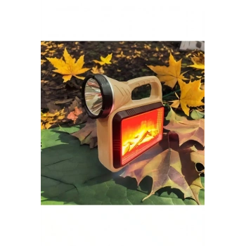 Güneş Enerjili Şömineli Çok Fonksiyonlu Çift Işık Kaynağı Usb Şarjlı Solar El Feneri