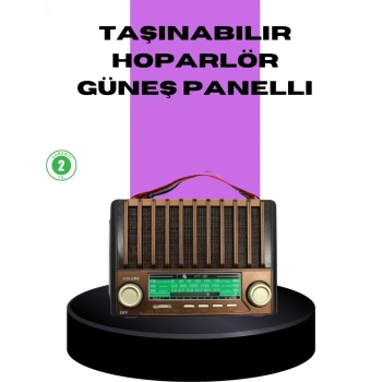 Güneş Enerjili Taşınabilir Radyo Ve Bluetooth Hoparlör Çok Fonksiyonlu