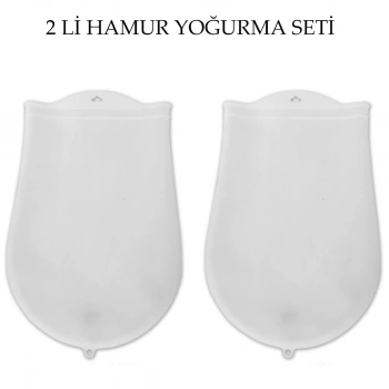 Hamur Torbası 2 li Set Orta ve Büyük Hamur Silikon Şeffaf Yoğurma Torbası Ekmek Makarna Mantı Yoğur (5263)
