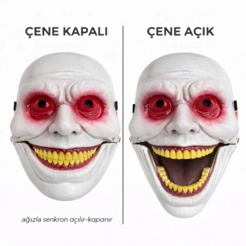 Hareketli Çene Mekanizmalı Korku Maskesi Kırmızı (5263)