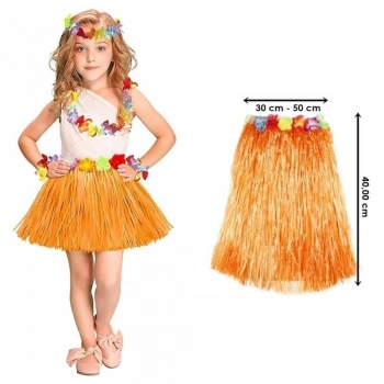 Hawaii Hula Eteği Turuncu Renk 40 cm (5263)