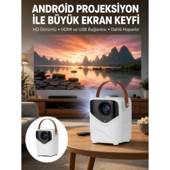 Hd Ayaklı Portatif Projeksiyon Cihazı Bluetooth Wifi Akıllı Android İşlemcili Yeni Nesil