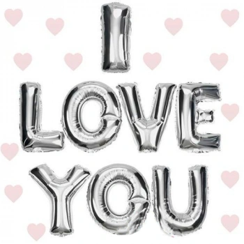 I Love You Folyo Balon Gümüş Renk 35 CM (5263)