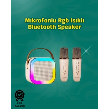 İki Mikrofonlu Renkli Led Işıklı Karaoke Cihazı