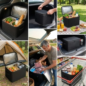 Isı Koruyucu Termal Taşıma Çantası 32 Litre – Araç Bagaj Organizeri, Termos, Katlanabilir Keçe Saklama Çantası 37x27x25 cm (5263)