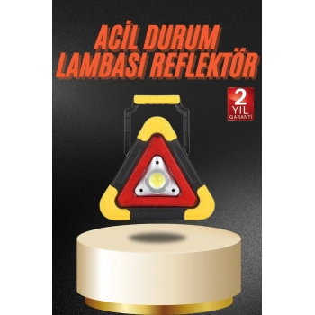 Işıklı İkaz Lambası Reflektör Şarjlı Işıklı Üçgen Led Acil Durum Feneri