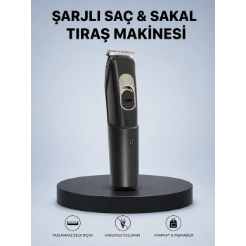 Kablosuz, Paslanmaz Çelik Bıçaklı Profesyonel Saç Ve Sakal Tıraş Makinesi – Sessiz, Güçlü Ve Ergonomik
