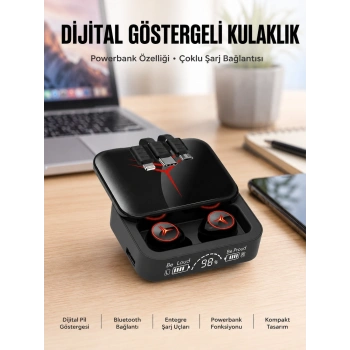 Kablosuz Şarj Göstergeli Powerbank Özellikli Bluetooth Kulaklık Çağrı Cevaplayabilen Yeni Nesil