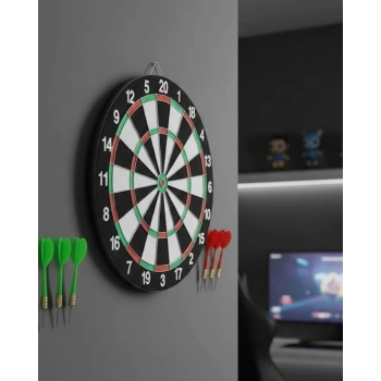 Kaliteli Ahşap Dart Tahtası 12 İnç  4 Dart Ok Seti