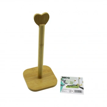 KARE ALTLIK=12X12CM AHŞAP BAMBU KAĞIT HAVLULUK KALP BAŞLI SAP=28.5CM (5263)
