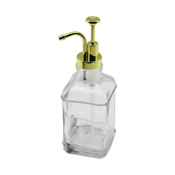 KARE CAM ŞİŞE - ŞEFFAF SIVI SABUNLUK 500ML POMPA - MUSLUK AYRIK MODEL BAŞLI (5263)