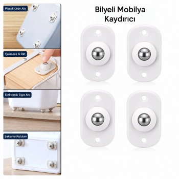 KARTELALI 4PCS TEK BİLYA TEKERLEKLİ MOBİLYA EŞYA TAŞIMA APARATI 360° 8KG TAŞIMA KAPASİTE (5263)