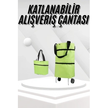 Katlanabilir Tekerlekli Pazar Market Çarşı Arabası Market Alışveriş Çantası