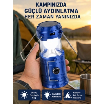 Katlanabilir Usb Çıkışlı Kamp Feneri – Şarj Edilebilir, Dayanıklı Ve Çok Fonksiyonlu