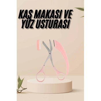 Kavisli Kaş Kirpik Düzeltici Bıyık Alma Taraklı Kaş Makası Yüz Bakım Seti Makas