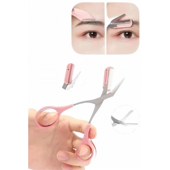 Kavisli Kaş Kirpik Düzeltici Bıyık Alma Taraklı Kaş Makası Yüz Bakım Seti Makas