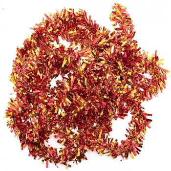 Kırmızı Altın Renk 4 cm Genişlik Garland Çift Renk Sim Süs 180 cm (5263)