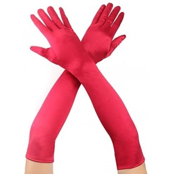 Kırmızı Renk Dirseğe Kadar Uzun Kumaş Eldiven 40 cm (5263)