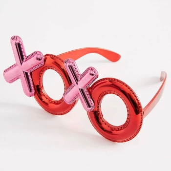 Kırmızı Renk Xoxo Yazılı Parti Gözlüğü 17x7 cm (5263)