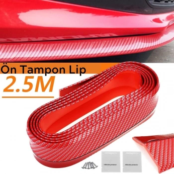 Kırmızı Renkli 2,5 Metre Araba Oto Ön Tampon Koruyucu Kauçuk Pratik Tampon Şerit Bant Döşeme Kiti (5263)