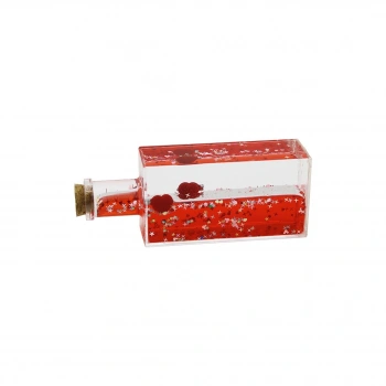 KIRMIZI SU KALP - YILDIZ DİKDÖRTGEN MİKA ŞİŞE YÜZEN BATMAYAN DEKORATİF BİBLO AKVARYUM4.2X6.4X17CM (5263)