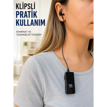 Klipsli Bluetooth Kulaklık Kısa Kablolu Tek Kulaklık Taşınabilir Günlük Kullanım