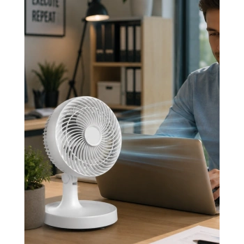 Kompakt Mini Fan Otomatik Salınımlı Sessiz Masaüstü Vantilatör
