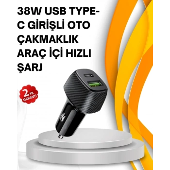 Kompakt Tasarımlı Type-c + Usb Girişli Araç Şarj Başlığı