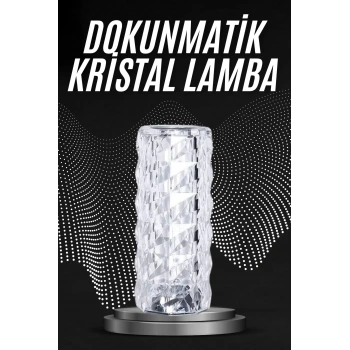 Kristal Lamba Masa Lambası Şarjlı Masa Lambası Dokunmatik Sensör Usb Şarjlı