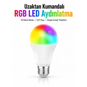 Kumanda Destekli Çok Renkli Akıllı Led Ampul