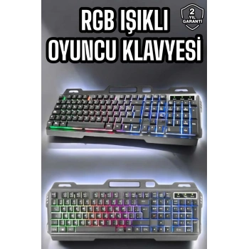Led Işıklı  Klavye Usb Girişli Rgb Işıklı Q Klavye Mouse Hediyeli