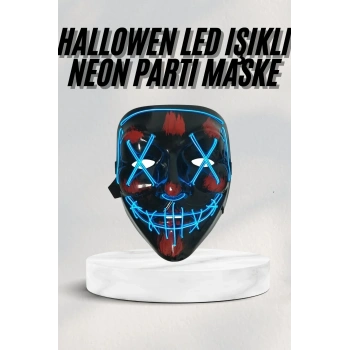 Led Işıklı Neon Maske Cadılar Bayramı Maskesi Korkunç Korku Maskesi