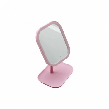 LEDLİ USB ŞARJLI MAKYAJ AYNASI 18.5X14.7CM 360 DERECE RENKLİ PLSATİK TAKILIK SEPETLİ=13.5X18CM AYAK=17.5CM (5263)