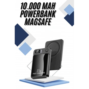 Magsafe Powerbank 10.000 Mah 22.5 Watt Hızlı Şarj Göstergeli Kablosuz Taşınabilir Şarj