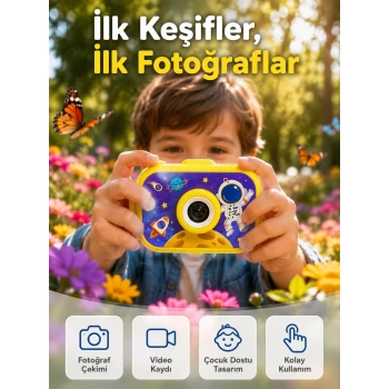 Mini Çocuk Dijital Fotoğraf Makinesi Type-c Şarjlı Hd Video Kamera 2.0 İnç Tft Renkli Ekran
