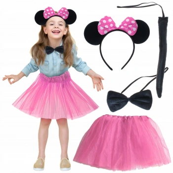 Minnie Kostüm Seti (Pembe Tütü Etek + Pembe Taç + Papyon + Kuyruk) (5263)