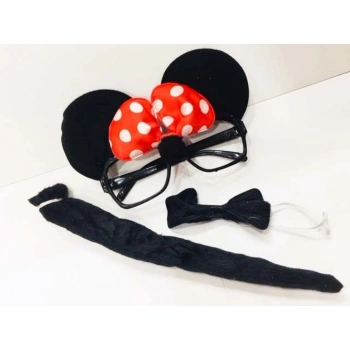 Minnie Mouse Gözlüğü Papyonu Kuyruğu Seti (5263)