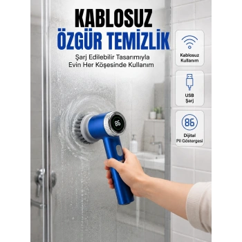 Mutfak, Banyo Ve Fayanslar İçin Çok Amaçlı Elektrikli Temizlik Fırçası