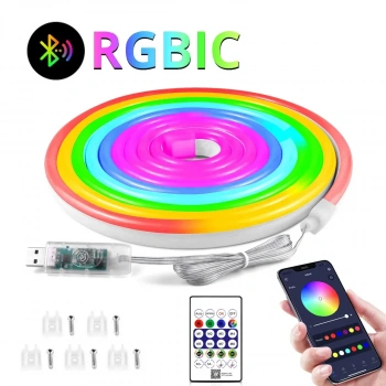 Neon LED Esnek Aydınlatma - RGB MAGIC SMART - 5 Metre Paket IP67 - Uzaktan Kumanda + Uygulama (5263)
