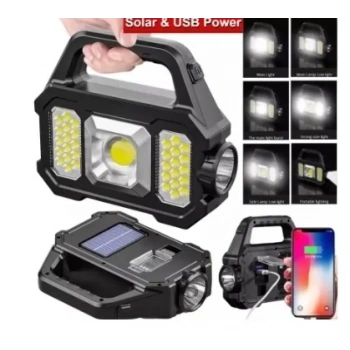 P-880a Solar Powerbanklı Şarjlı Taşınabilir Güçlü Fener