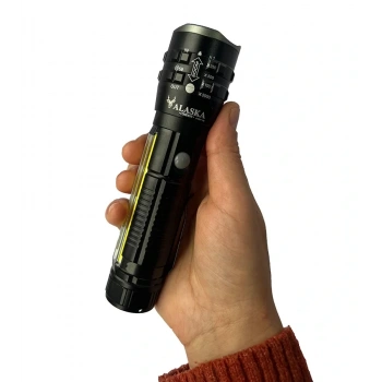 P27 Şarjlı LED Metal El Feneri 1000 Lümen Çakarlı (5263)
