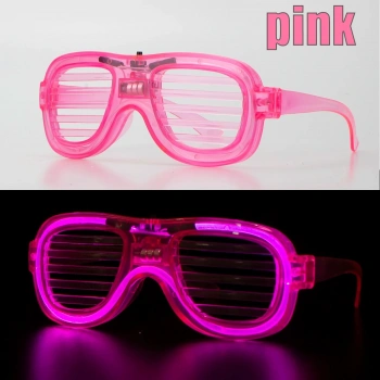 Pembe Led Işıklı Parti Gözlüğü - Neon Glow Şerit Gözlük 3 Modlu (5263)