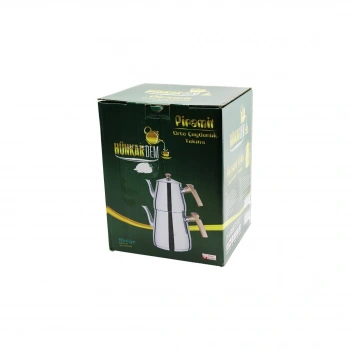 PİRAMİT ORTA BOY ÇELİK ÇAYDANLIK SETİ - TAKIMI RENKLİ BAKALİT KULP ÜST DEMLİK : 1.1LT - ALT SULUK: 2LT KENDİNDEN SÜZGEÇLİ (5263)