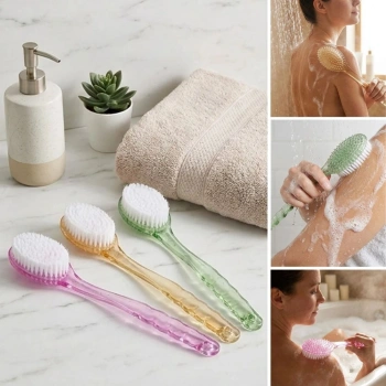 Plastik Saplı Vücut Temizleme Fırçası - Çok Amaçlı Sırt ve Vücut İçin Banyo ve Duş Kese Aparatı (5263)